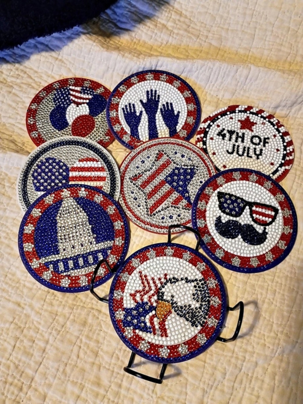 Red & Blue Patriotic Coaster  Set
